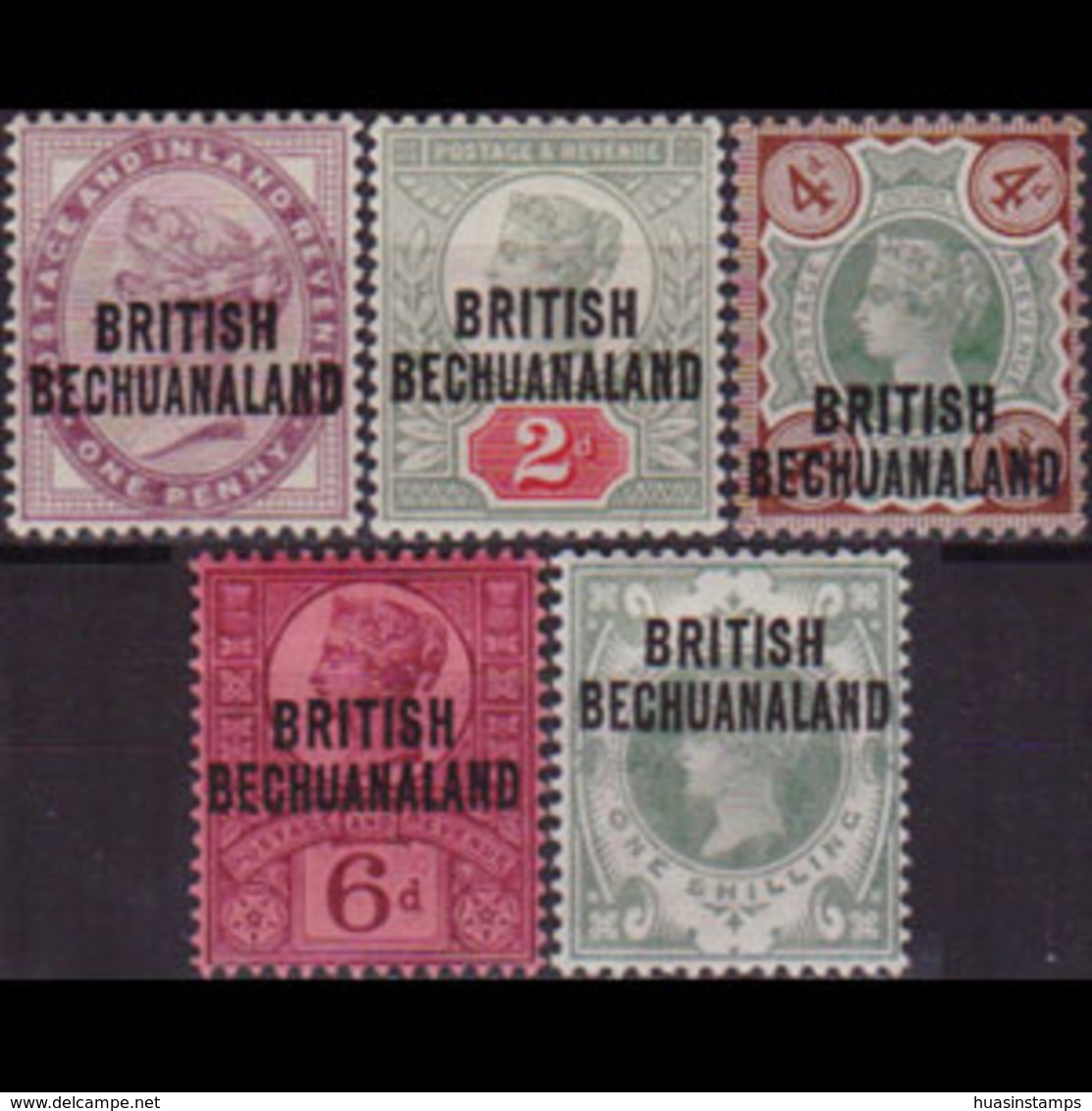 BECHUANALAND 1891 - Scott# 33-7 Queen Opt. Set Of 5 LH - Autres & Non Classés