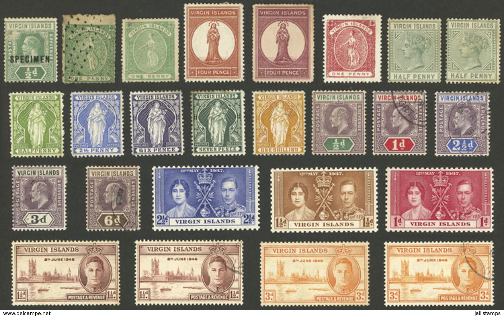 VIRGIN ISLANDS: Lot Of Interesting Stamps, Some With Defects, Good Opportunity! - Iles Vièrges Britanniques