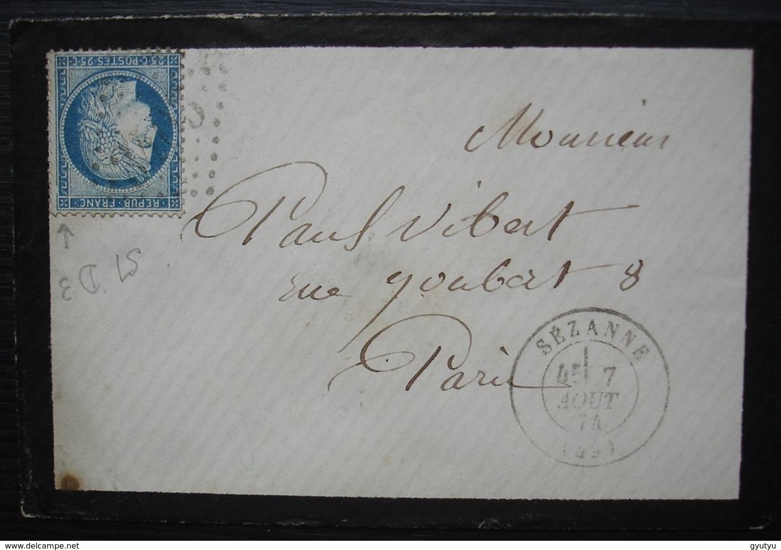 Sézanne 1874 (Marne) GC 3403, Lettre Pour Paris - 1849-1876: Classic Period