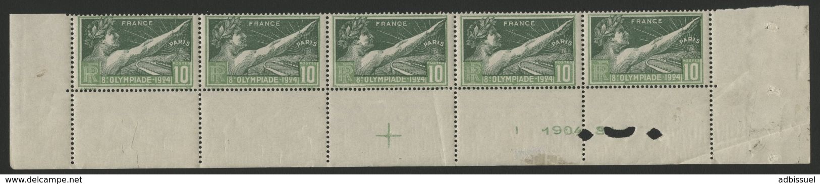 N° 183 JEUX OLYMPIQUES COTE 40 € NEUF ** (MNH) Bande De Cinq Avec Croix De Repère Pour La Dentelure - Ungebraucht