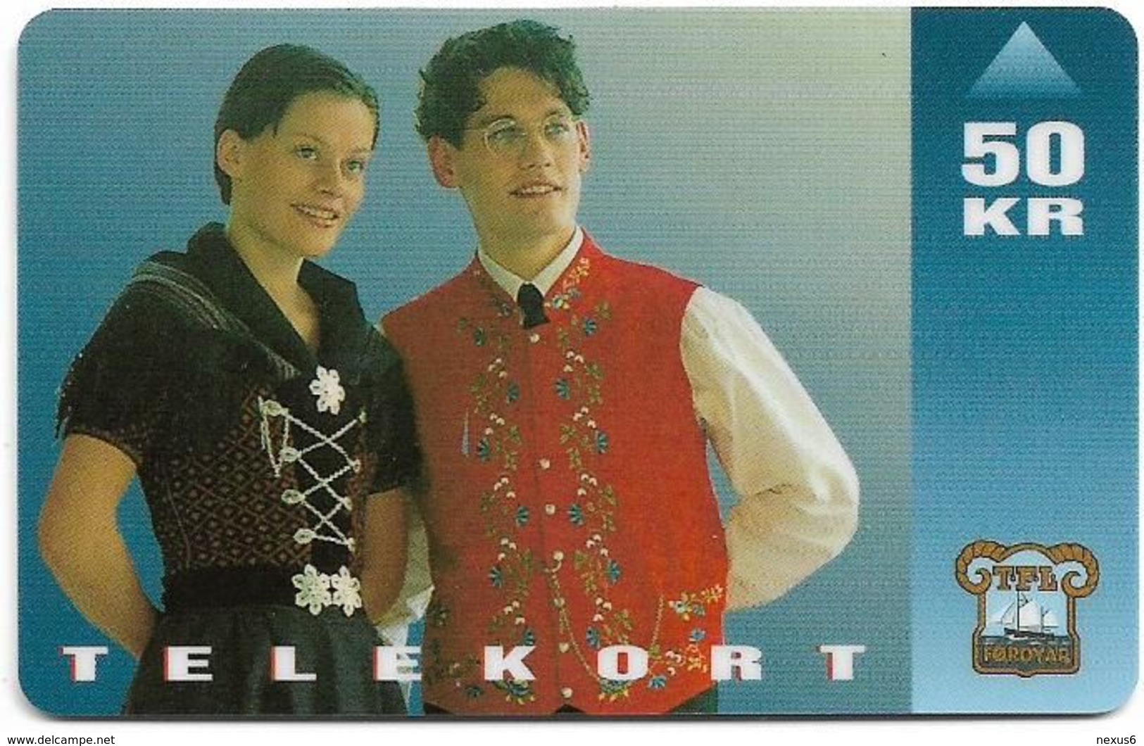 Faroe - Faroese Telecom (Magnetic) - National Costume (adults) - 50Kr. - 50.000ex, Used - Féroé (Iles)