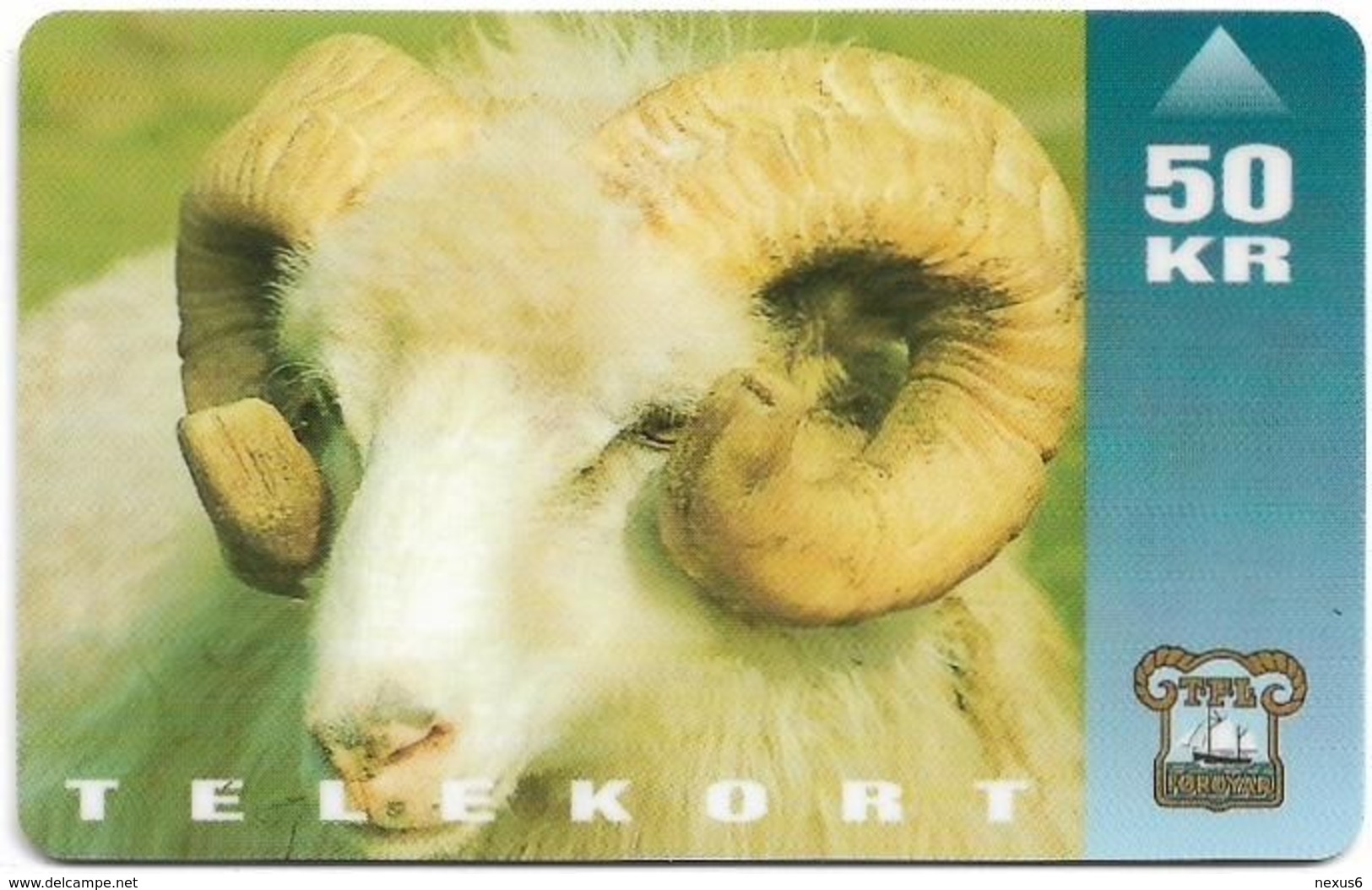 Faroe - Faroese Telecom (Magnetic) - Ram Animal - 50Kr. - 10.000ex, Used - Faroe Islands