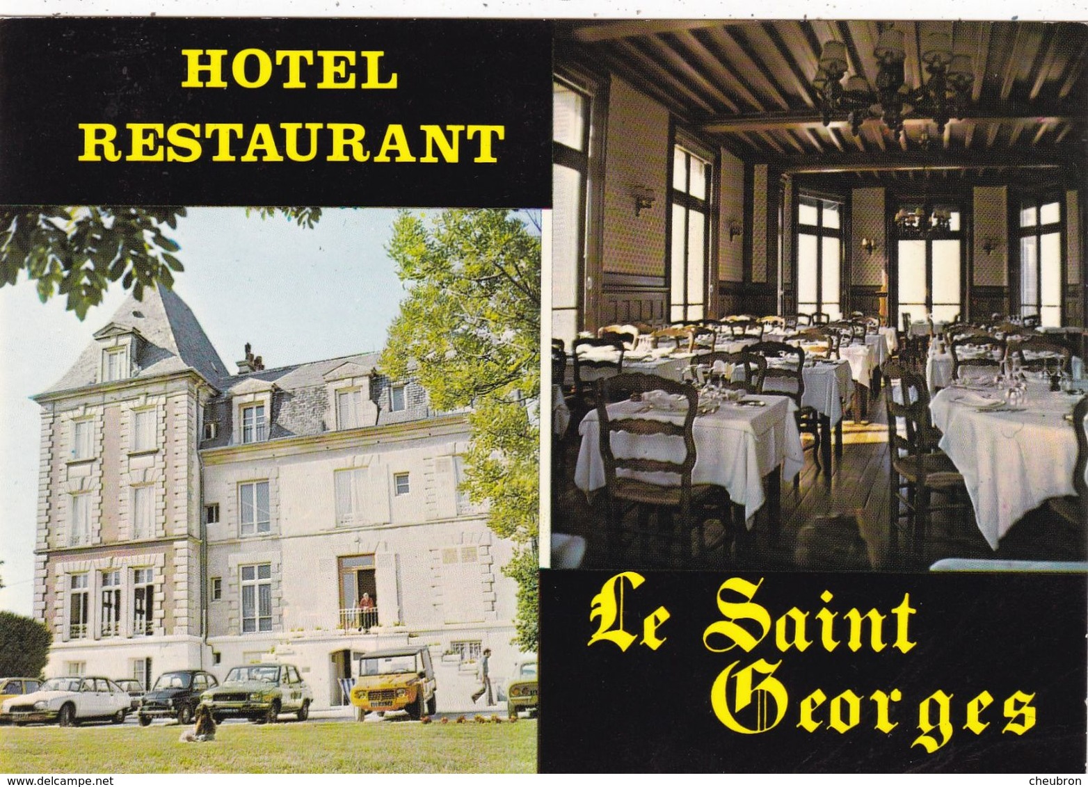 14 OUISTREHAM - RIVA BELLA.  CPSM. HOTEL RESTAURANT. LE " SAINT GEORGES ". INTERIEUR EXTERIEUR + TEXTE - Ouistreham