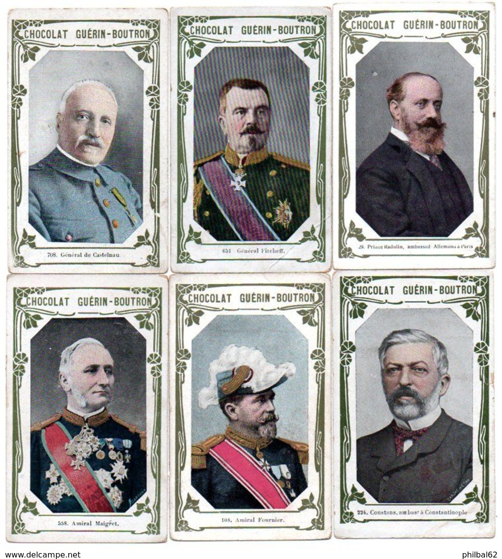 Trade Card. Lot De 10 Chromos Chocolat Guérin-Boutron. Militaires Et Autres. - Guérin-Boutron