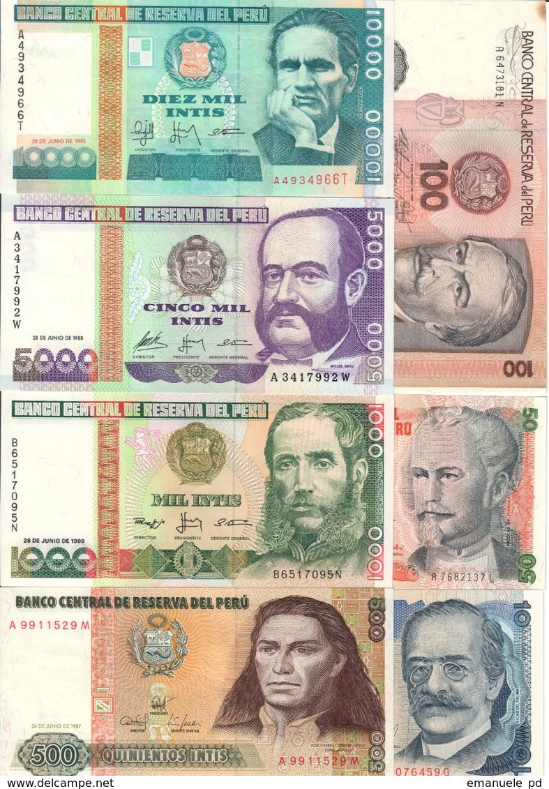 Peru Lot Set 7 Banknotes UNC .CV. - Perú