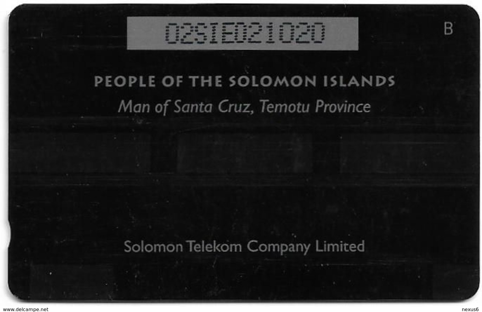 Solomon - Solomon Tel. - GPT - SOL-08A - 02SIE (Letter B) - Man From Santa Cruz, 50$, Used - Islas Salomon