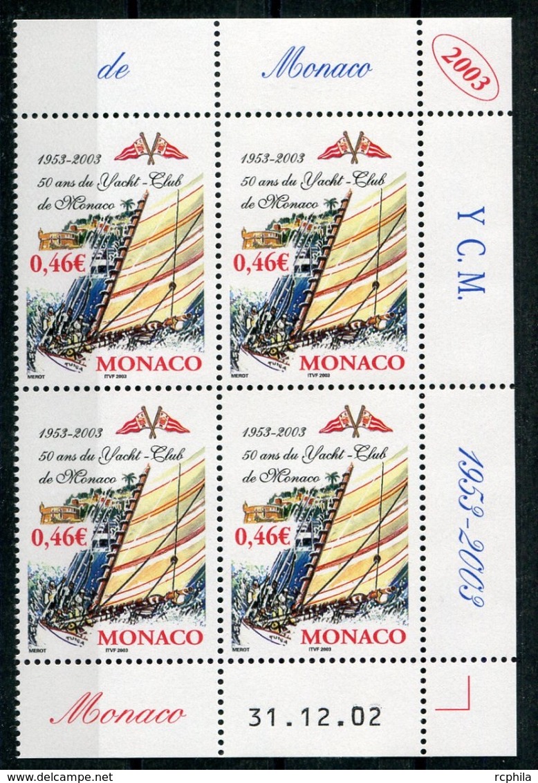 RC 18119 MONACO N° 2384 YACHT CLUB DE MONACO BLOC DE 4 COIN DATÉ NEUF ** TB - Unused Stamps