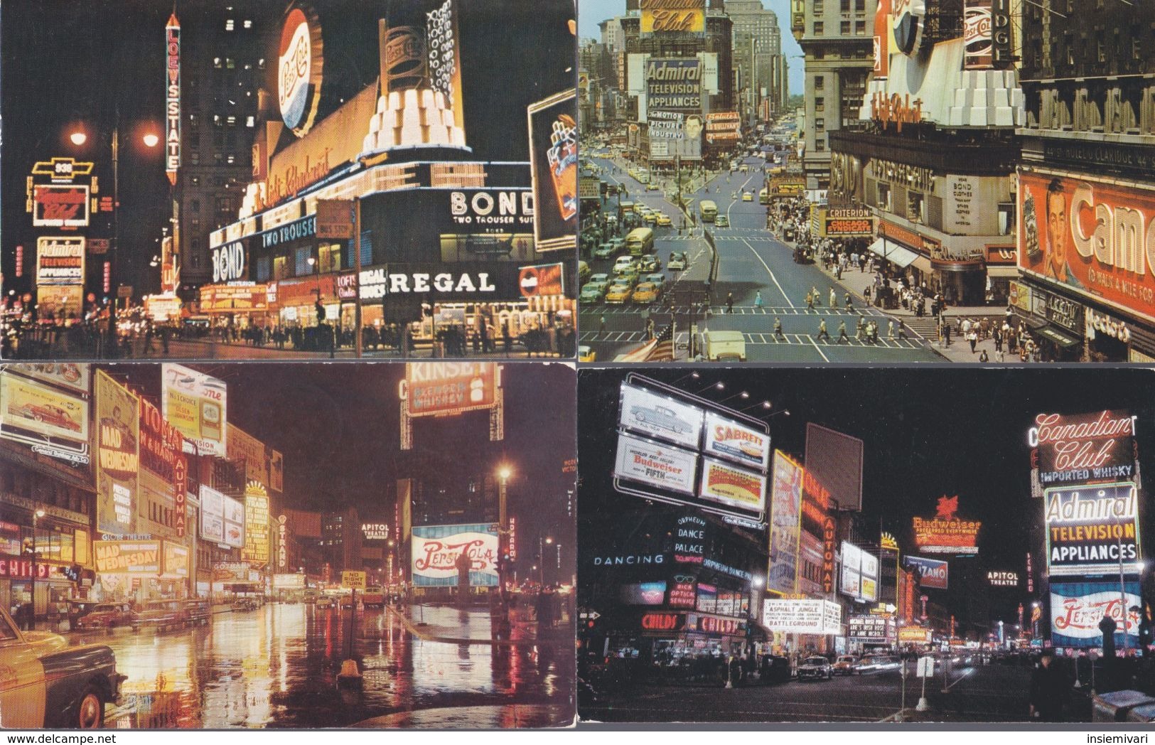 USA Formato 10x15:Cartolina TIMES SQUARE : Panoramica Con PUBBLICITA' PEPSI COLA.4 Pz.(3viagg.+1nv). - Time Square