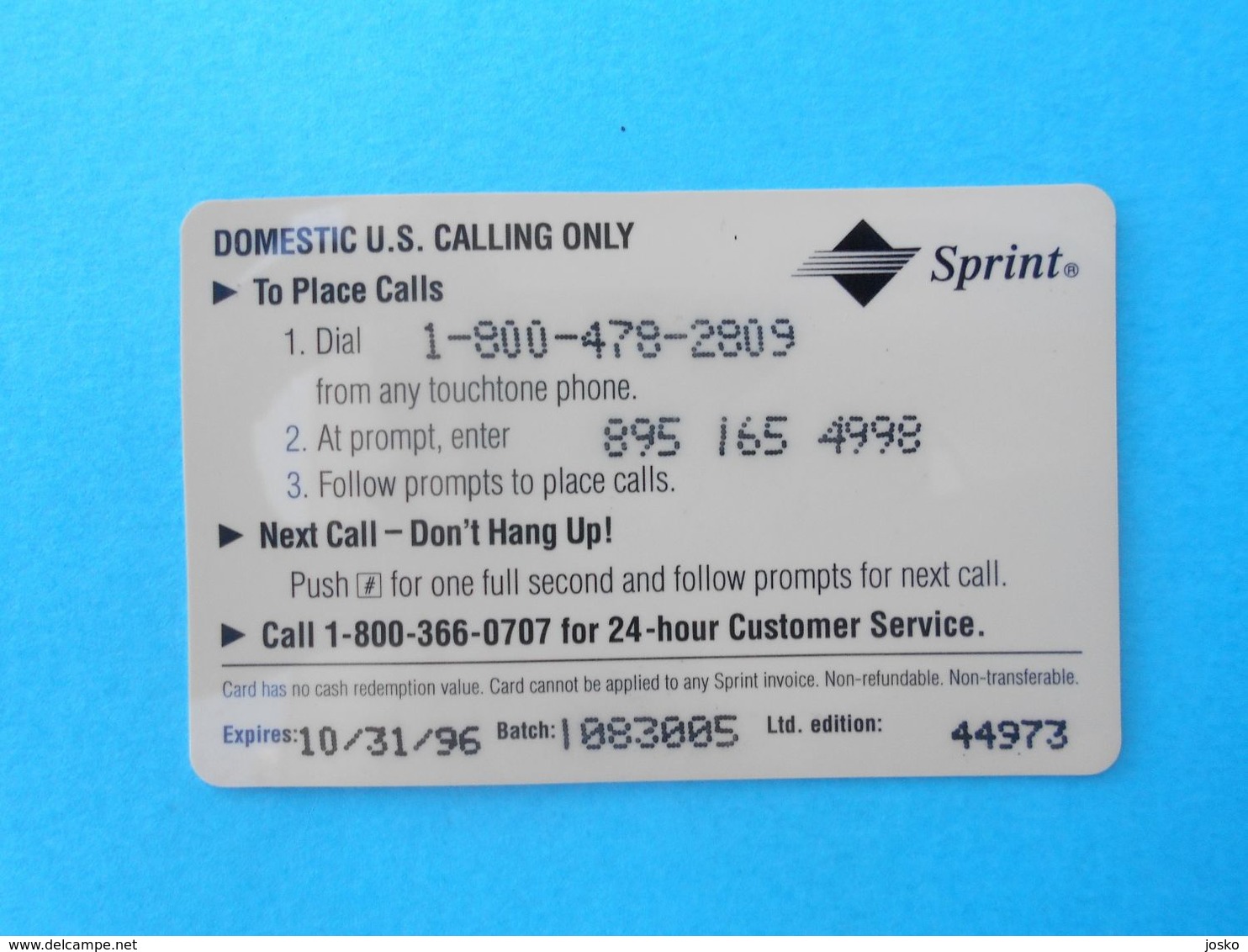 SPRINT - Kraft - 45. Minute (Usa Prepaid Phone Card) Prépayée Carte Carta Prepagata Remote GSM United States Of America - Sprint