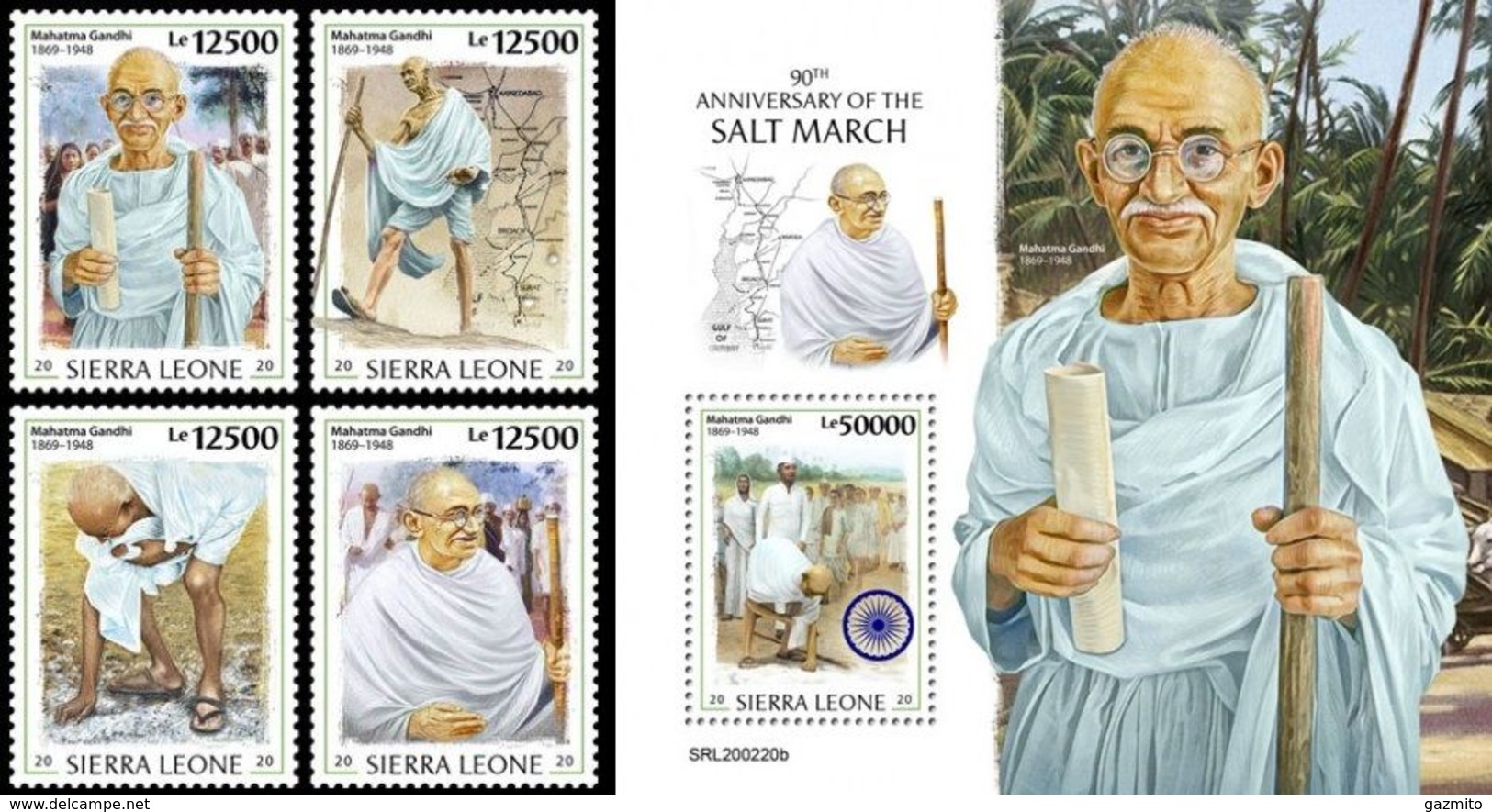 Sierra Leone 2020, Gandhi, 4val +BF - Mahatma Gandhi