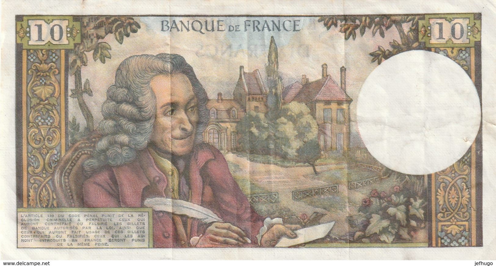 BILLET DE 10 FRANCS VOTAIRE . Z.7-9-1972.Z  N° 2053579117    L.822     79117   SCAN RECTO VERSO - 10 F 1963-1973 ''Voltaire''