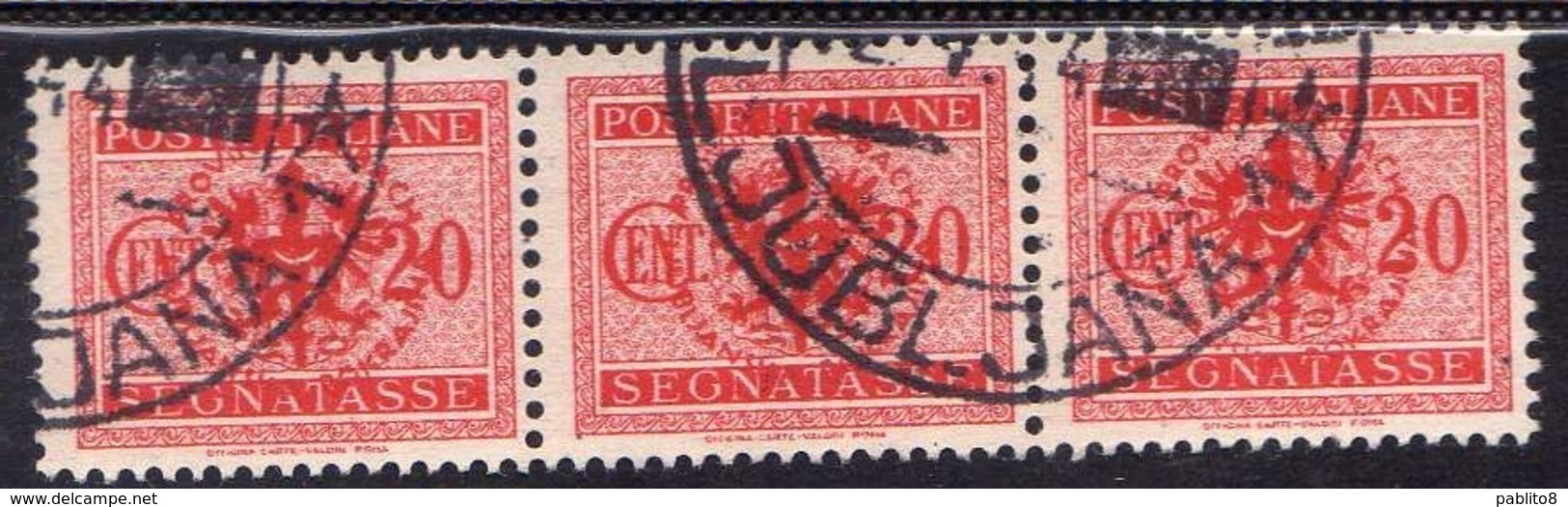 LUBIANA 1944 OCCUPAZIONE TEDESCA GERMAN OCCUPATION SEGNATASSE POSTAGE DUE TASSE TAXE CENT. 20c USATO USED OBLITERE' - German Occ.: Lubiana