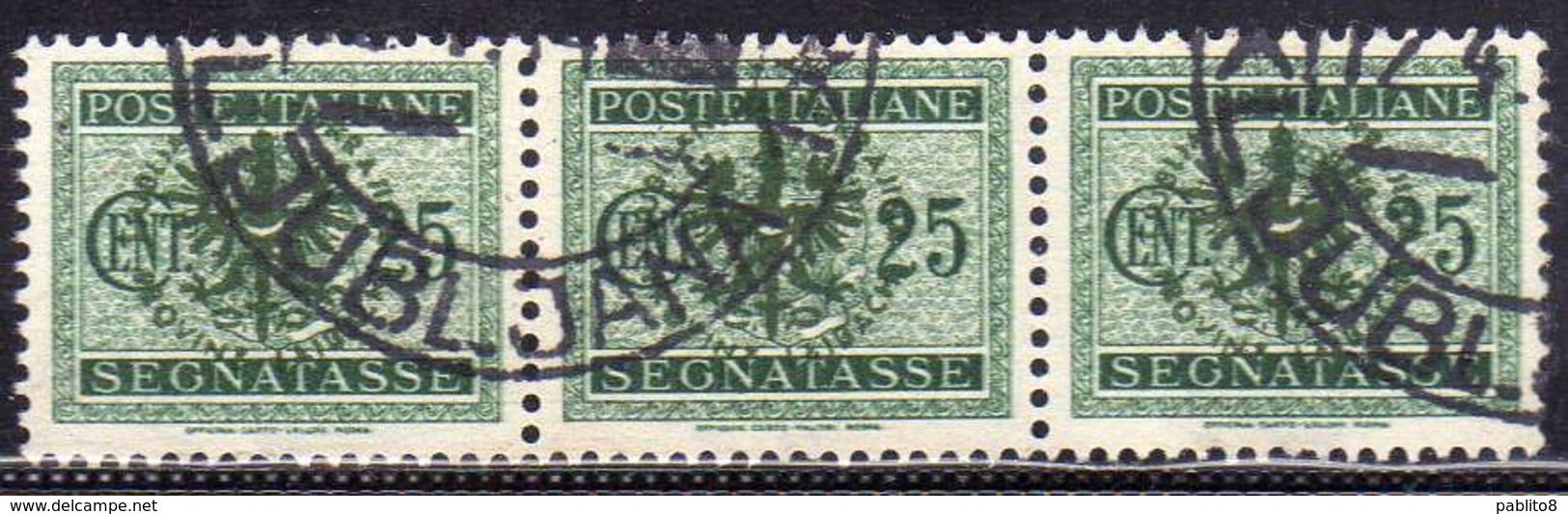 LUBIANA 1944 OCCUPAZIONE TEDESCA GERMAN OCCUPATION SEGNATASSE POSTAGE DUE TASSE TAXE CENT. 25c USATO USED OBLITERE' - German Occ.: Lubiana