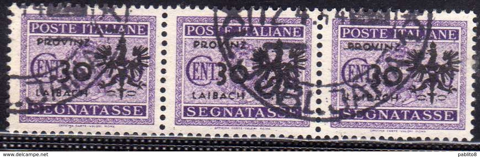 LUBIANA 1944 OCCUPAZIONE TEDESCA GERMAN OCCUPATION SEGNATASSE POSTAGE DUE TASSE TAXE CENT.30 On 50c USATO USED OBLITERE' - Occ. Allemande: Lubiana