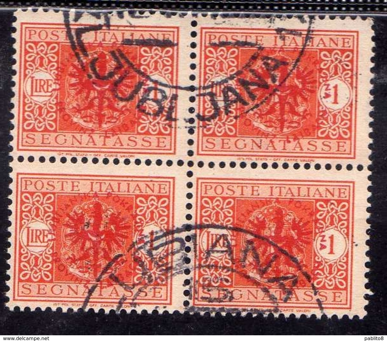 LUBIANA 1944 OCCUPAZIONE TEDESCA GERMAN OCCUPATION SEGNATASSE POSTAGE DUE TASSE TAXE LIRE 1 LIRA USATO USED OBLITERE' - Duitse Bez.: Ljubljana