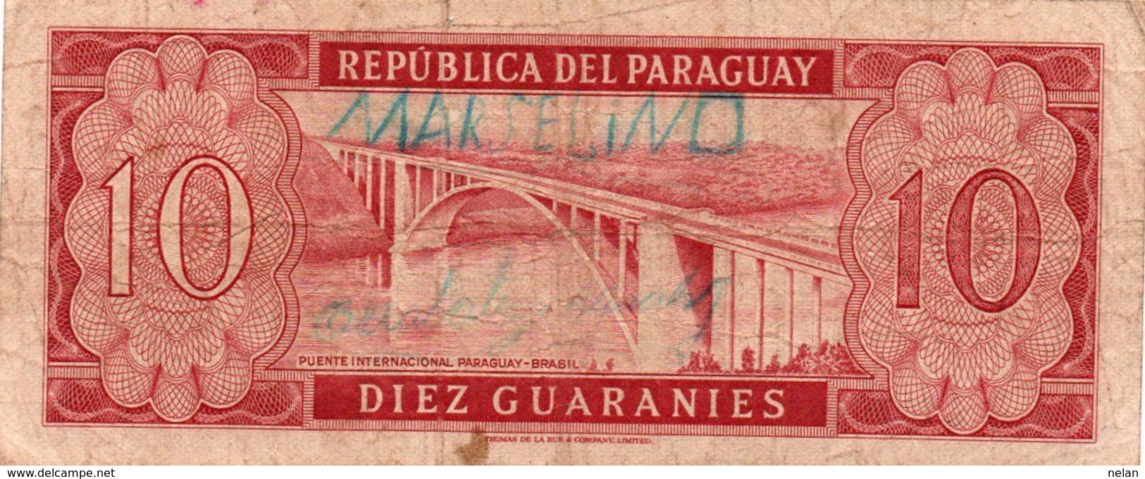 PARAGUAY 10 GUARANIES 1963 P-196a2 Circ - Paraguay