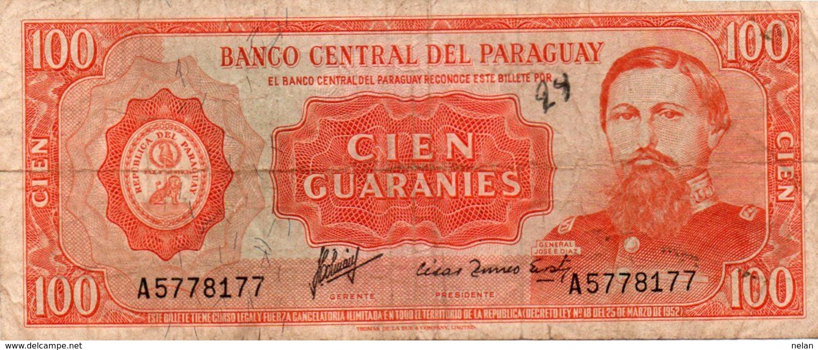 PARAGUAY 100 GUARANIES 1963 P-199 Circ. - Paraguay