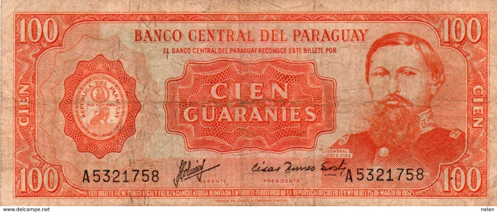 PARAGUAY 100 GUARANIES 1963 P-199 Circ. - Paraguay