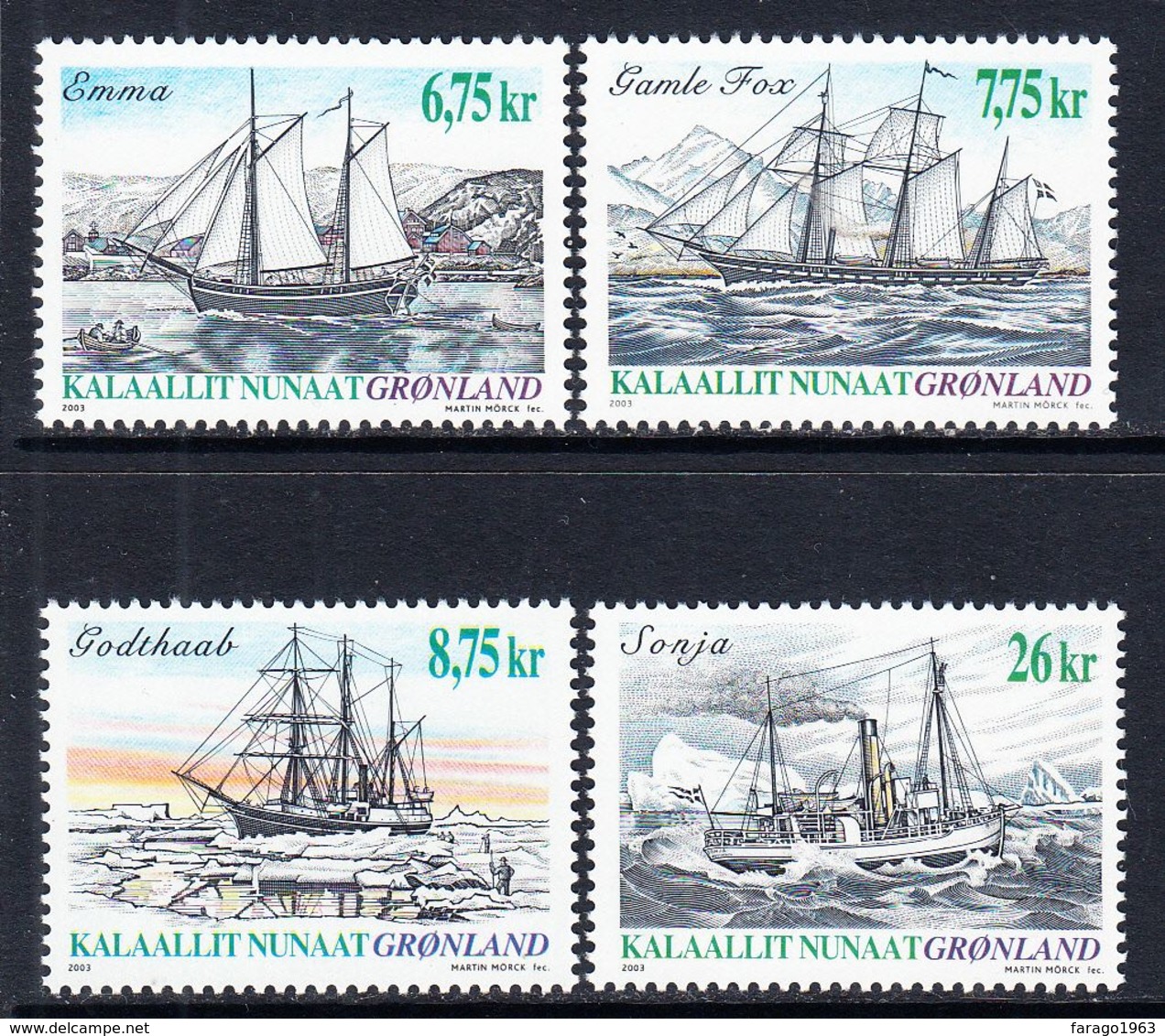 2003 Greenland Ships Complete Set Of 4 MNH @ BELOW FACE VALUE - Unused Stamps