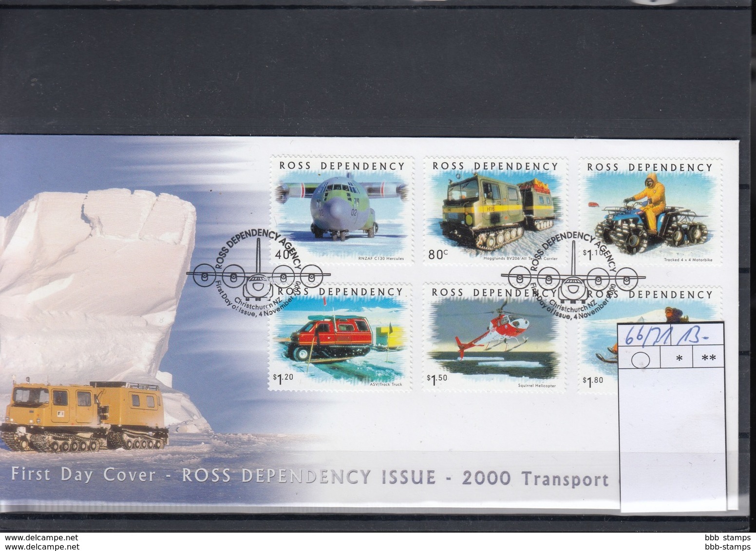 Ross Deps. Michel Cat.No. FDC 66/71 Transport - FDC