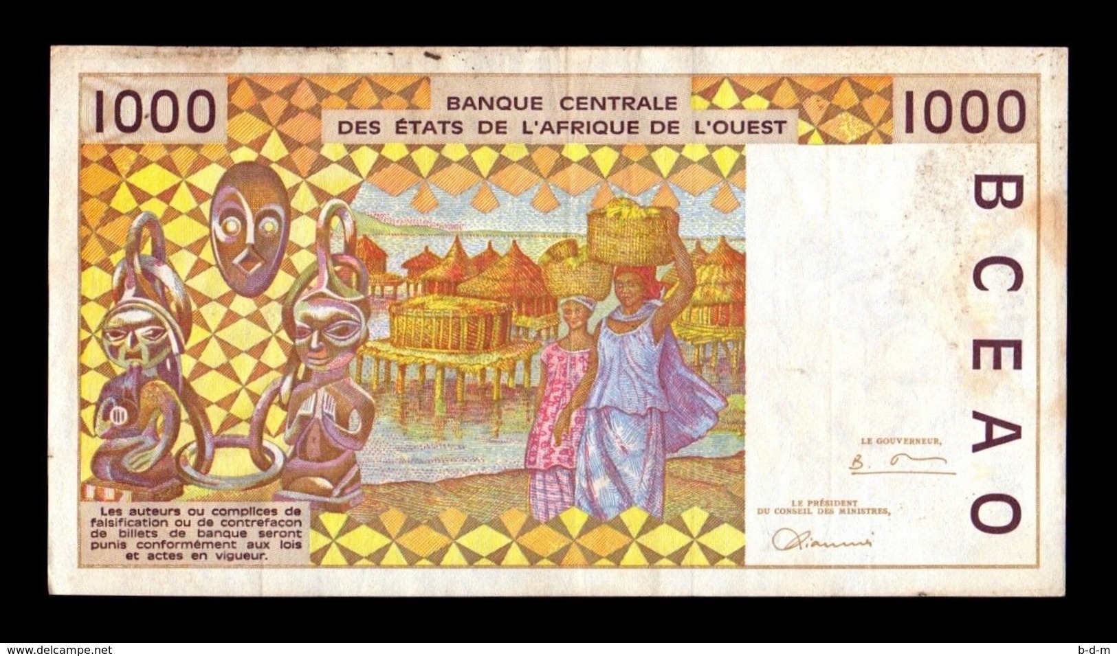 West African St. Senegal 1000 Francs 1996 Pick 711Kf BC+ F+ - Sénégal