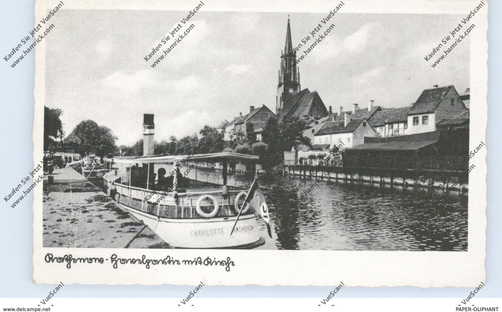 0-1830 RATHENOW, Havelpartie, Binnenschiff "Charlotte", 1943, NS-Beflaggung - Rathenow