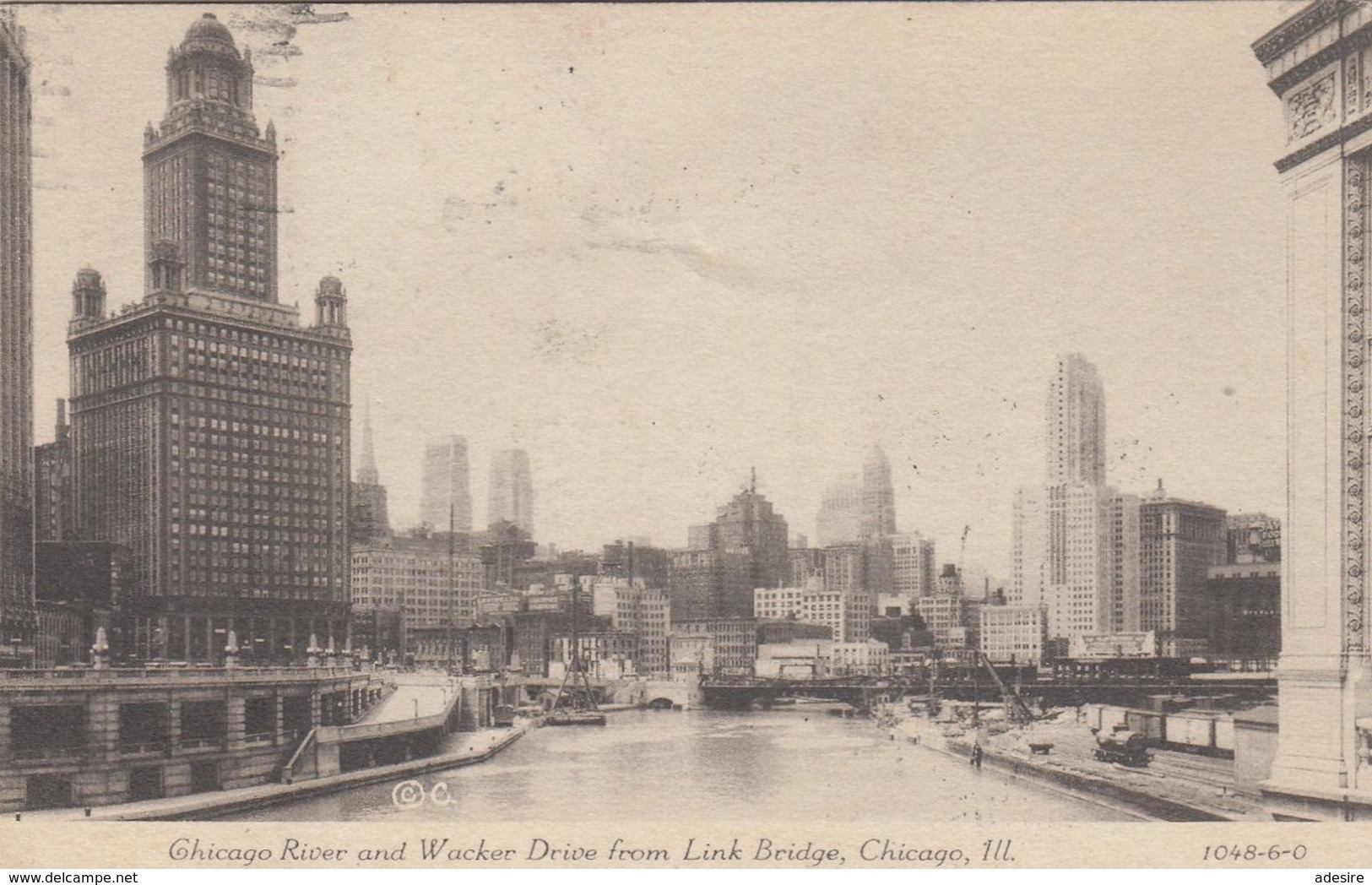 Tschechlowakisches-Nachporto 1933 - 50 ? Nachporto + 2 Cent Auf Ak CHICAGO River And Wacker Drive From Link Bridge ... - Plaatfouten En Curiosa