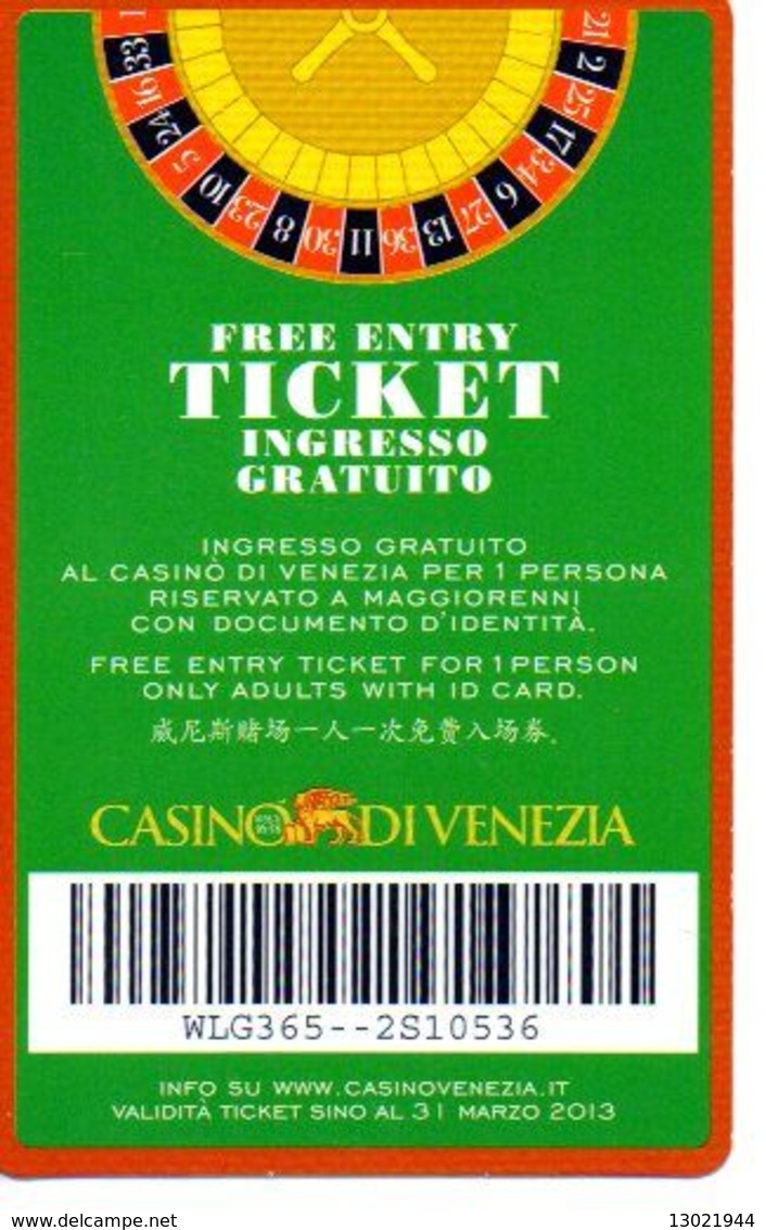 ITALY KEY CASINO    - CASINO' DI VENEZIA - Casinokarten