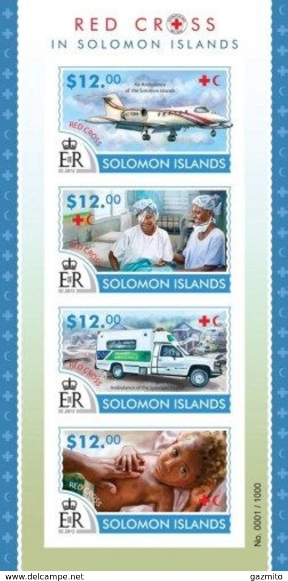 Salomon 2015, Red Cross, Plane, Car, 4val In BF IMPERFORATED - Isole Salomone (1978-...)