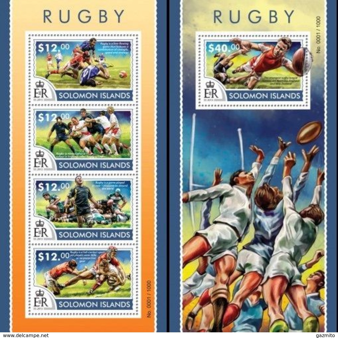 Salomon 2015, Rugby, 4val In BF +BF - Solomon Islands (1978-...)