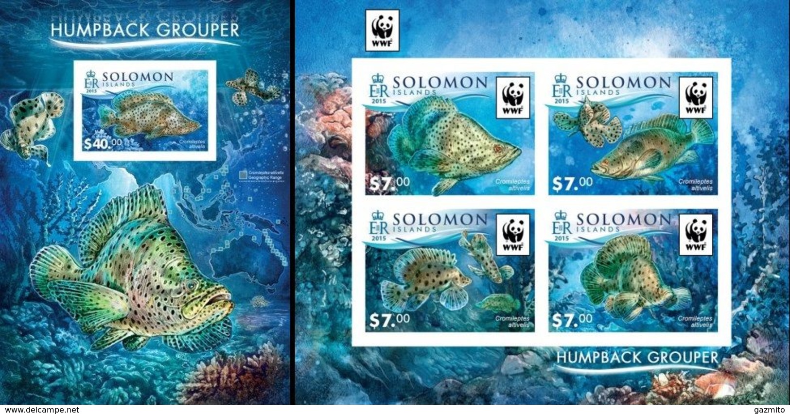 Salomon 2015, WWF, Fishes, 4val In BF +BF IMPERFORATED - Isole Salomone (1978-...)