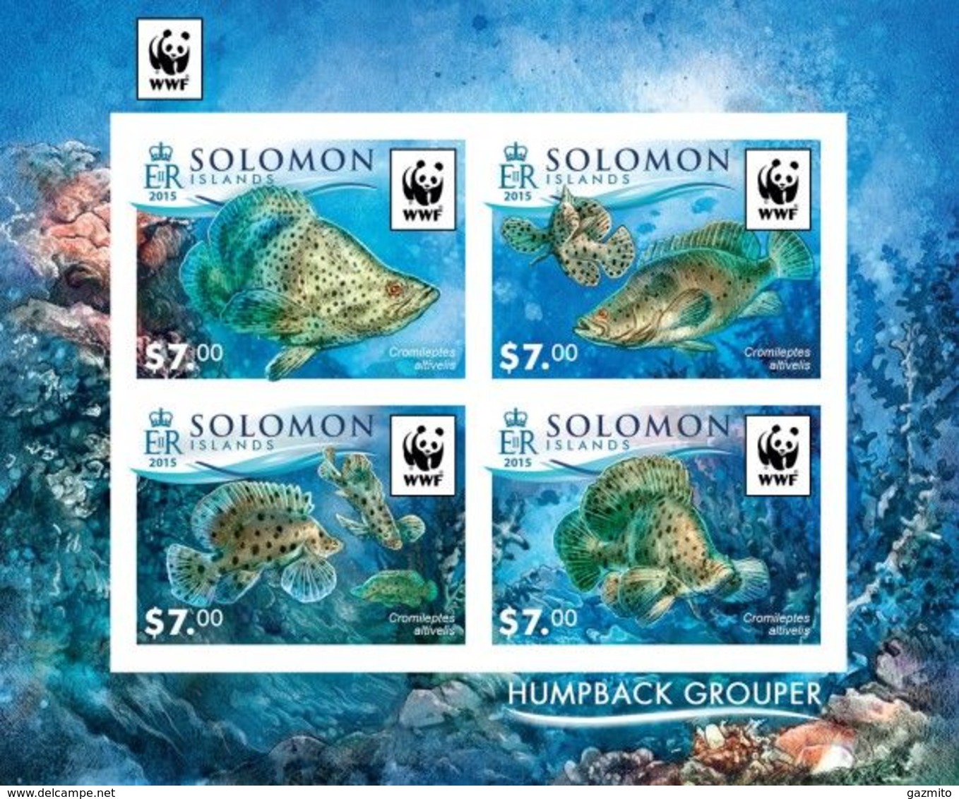 Salomon 2015, WWF, Fishes, 4val In BF IMPERFORATED - Isole Salomone (1978-...)