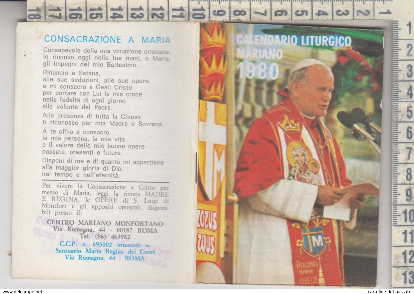 Libretto Religioso Calendario Liturgico Mariano 1980 Papa Giovanni Paolo II - Religion