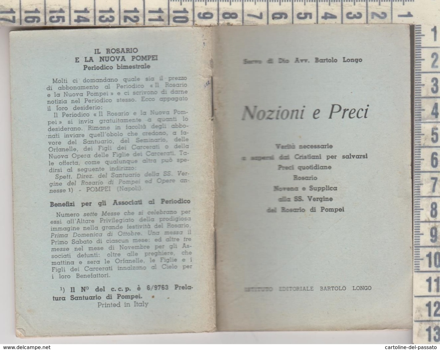Napoli Libretto Religioso Novena Nozioni E Preci Servo Di Dio Bartolo Longo - Religion