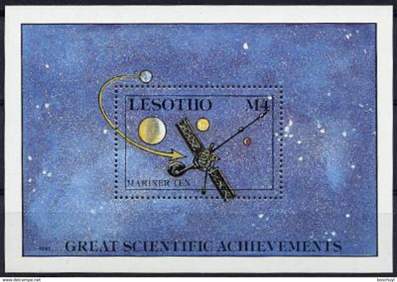 Lesotho, 1987, Space, Probe, Mariner, Science, MNH, Michel Block 41 - Lesotho (1966-...)