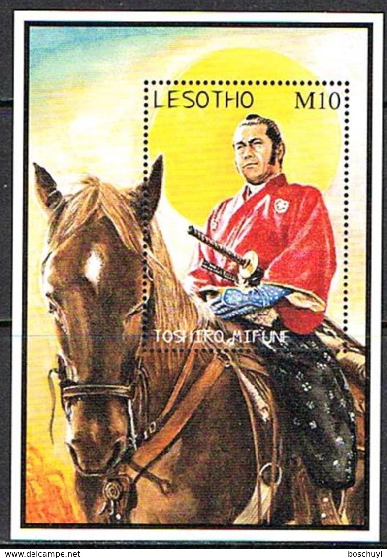 Lesotho, 1998, Film, Movie, Actor, Toshiro Mifune, Horse, MNH, Michel Block 135 - Lesotho (1966-...)