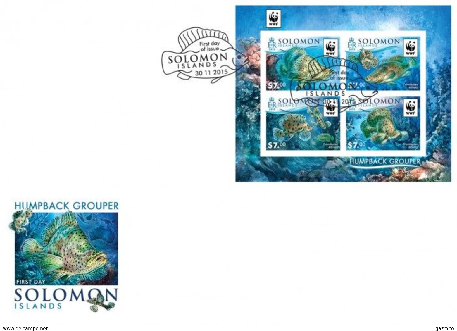 Salomon 2015, WWF, Fishes, 4val In BF IMPERFORATED In FDC - Solomon Islands (1978-...)