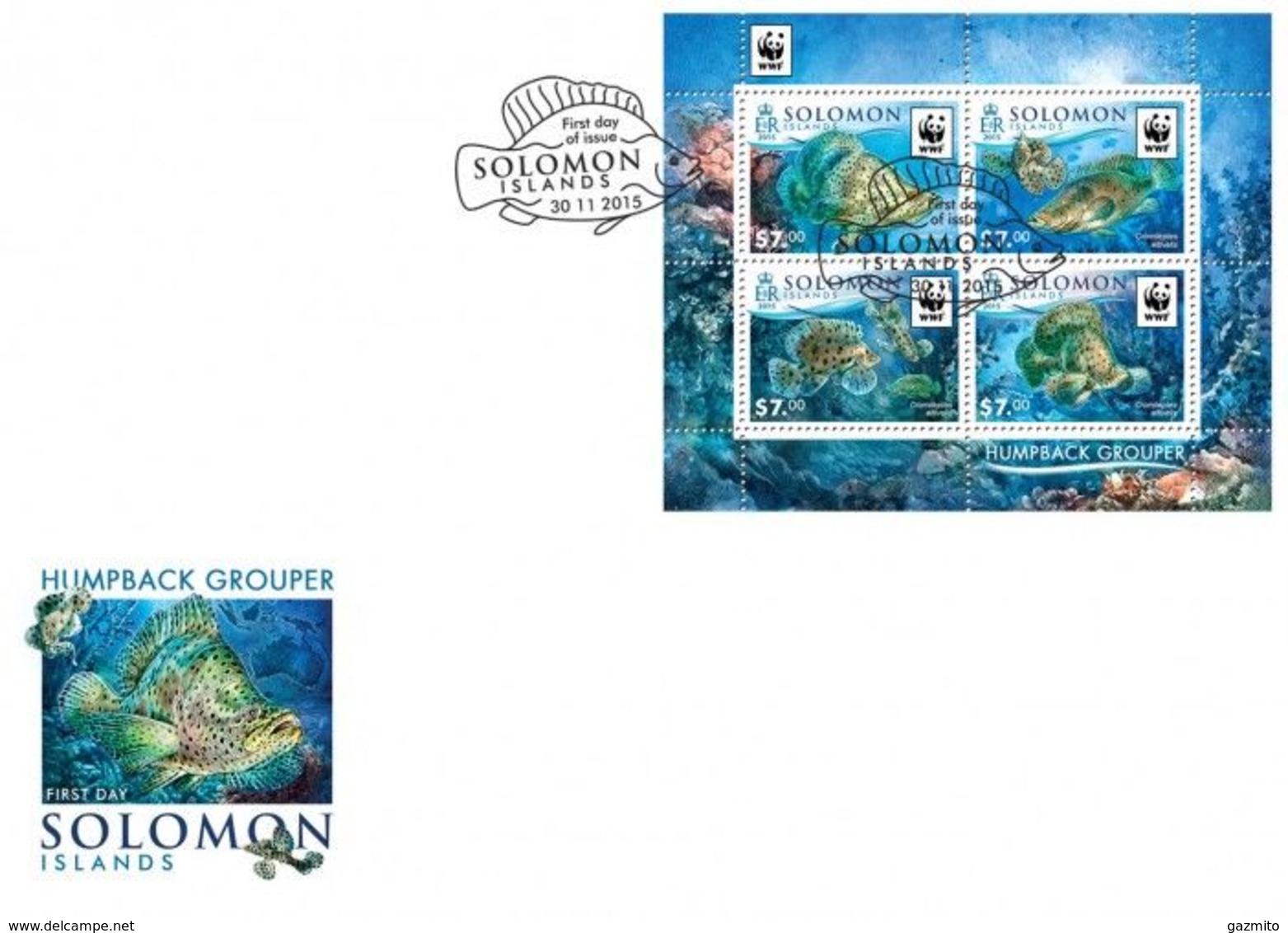 Salomon 2015, WWF, Fishes, 4val In BF In FDC - Solomon Islands (1978-...)