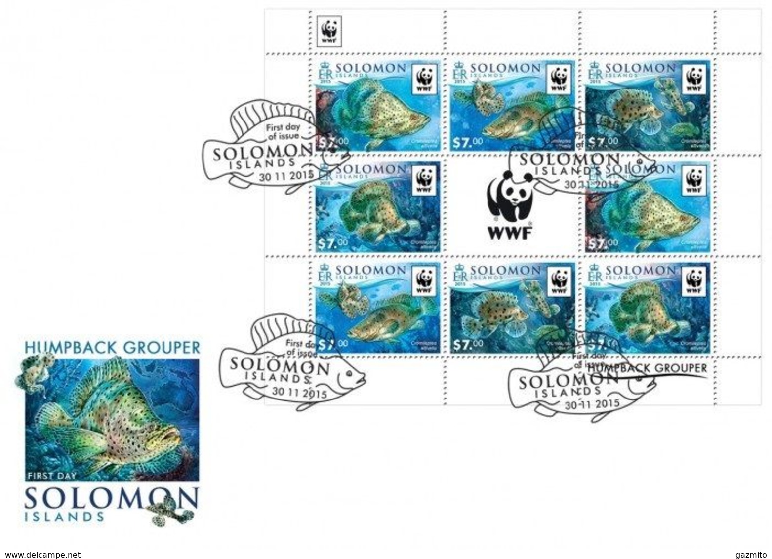 Salomon 2015, WWF, Fishes, 8val In Sheetlet In FDC - Isole Salomone (1978-...)