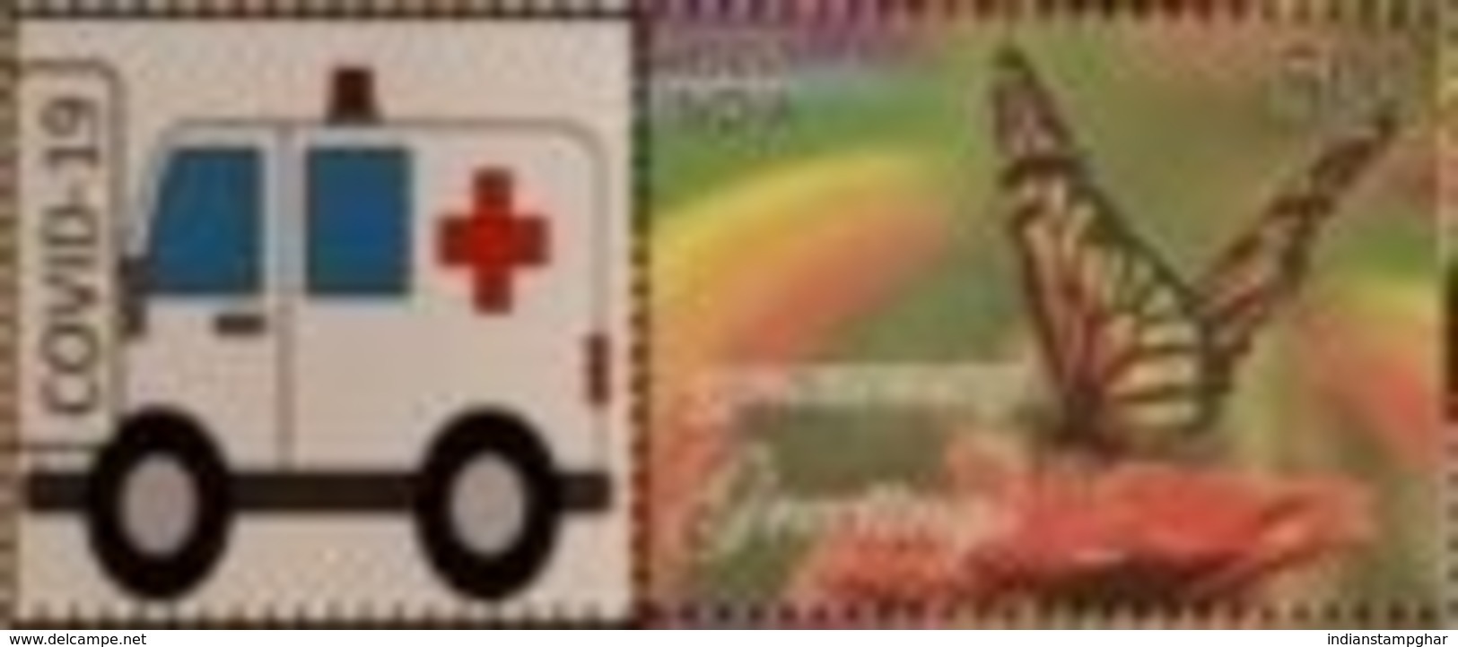 India, Covid 19, Coronavirus, Frontline Warriors,Ambulance Carrying Patient, My Stamp MNH, Inde Indien - Disease