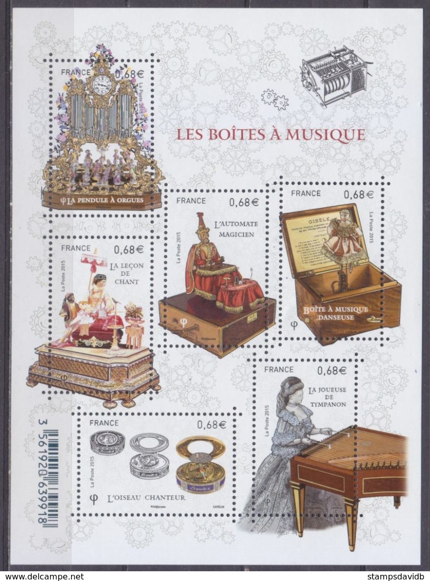 2015	France	6301-6306/B308	Musical Objects - Unused Stamps