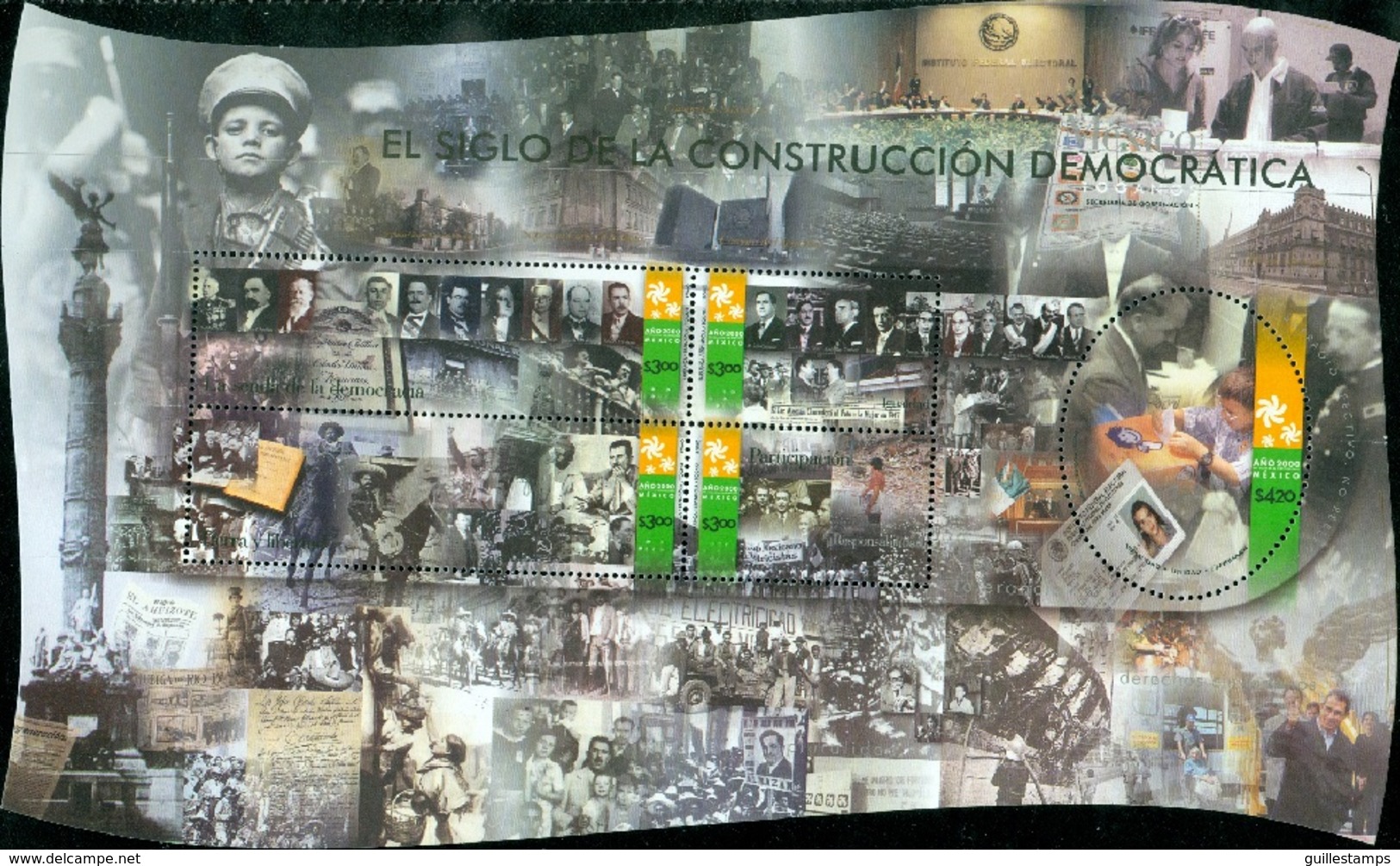 MEXICO 2000 20TH CENTURY SHEET OF 5, DEMOCRACY** (MNH) - Mexique