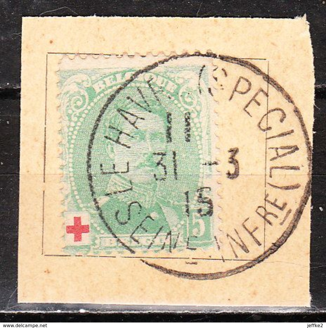 129  Albert Ier Petit Médaillon - Bonne Valeur - Oblit. LE HAVRE(SPECIAL) - Sur Fragment - LOOK!!!! - 1914-1915 Red Cross