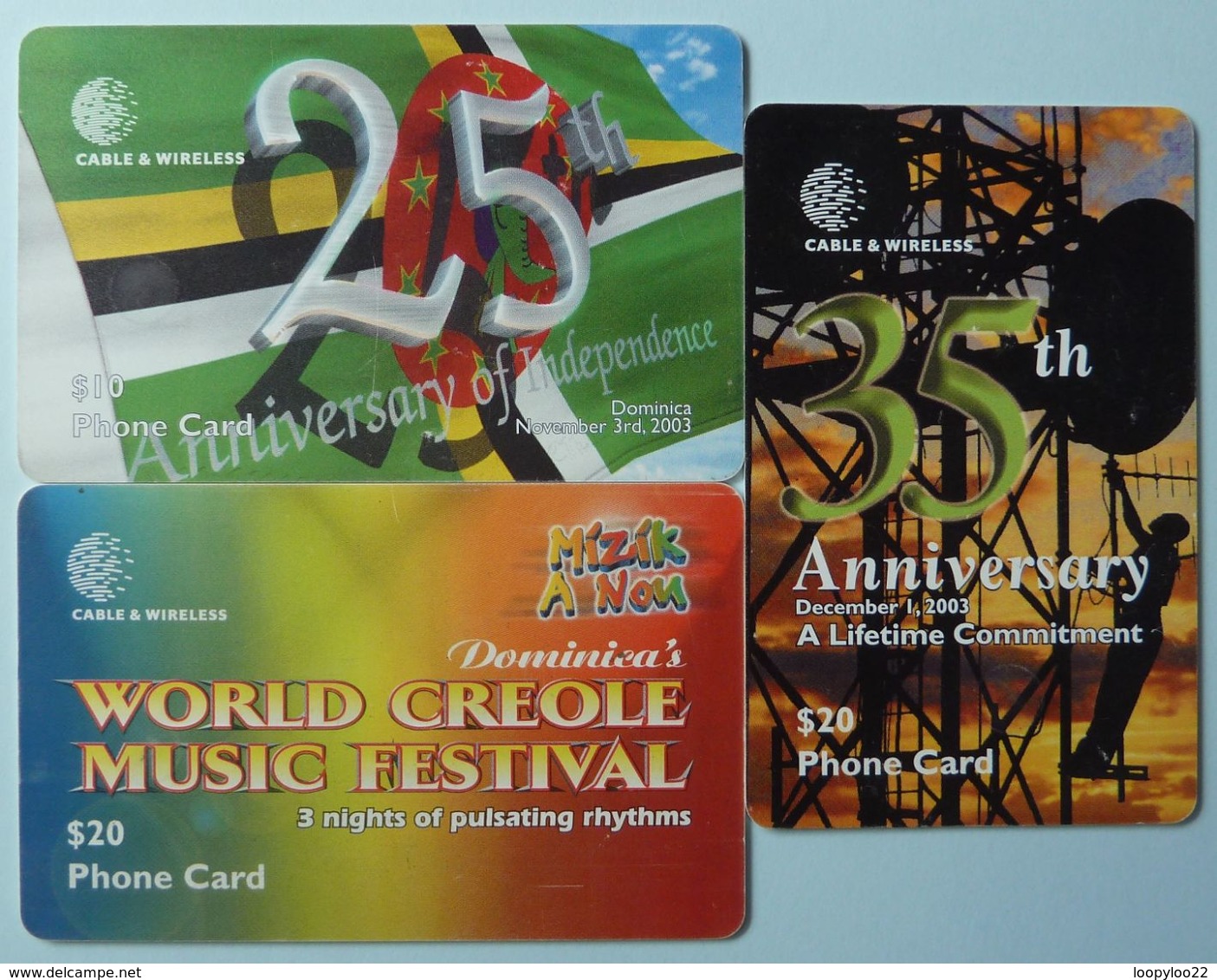 DOMINICA - Chip - Group Of 3 - 25th Anniversary, Music Festival  & 35th Anniversary - Used - Dominica