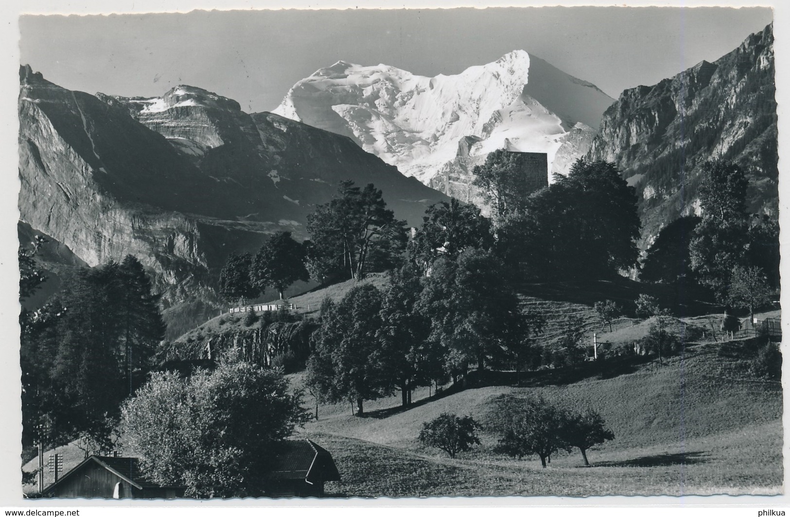 Die Tellenburg Bei Frutigen Mit Fisistock, Balmhorn-Altels Und K-Stempel Frutigen - Frutigen