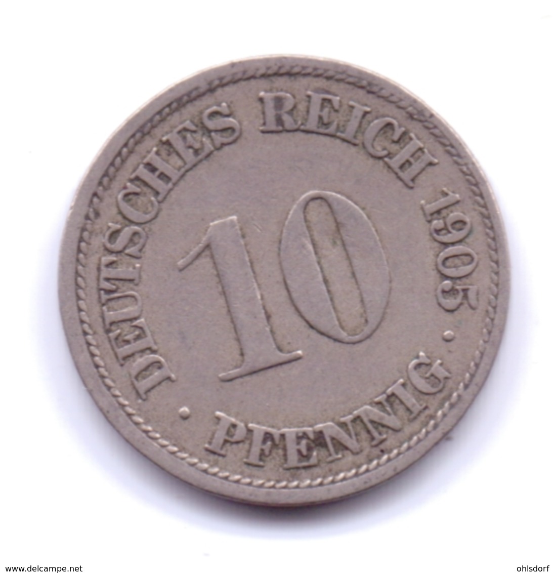DEUTSCHES REICH 1905 F: 10 Pfennig, KM 12 - 10 Pfennig