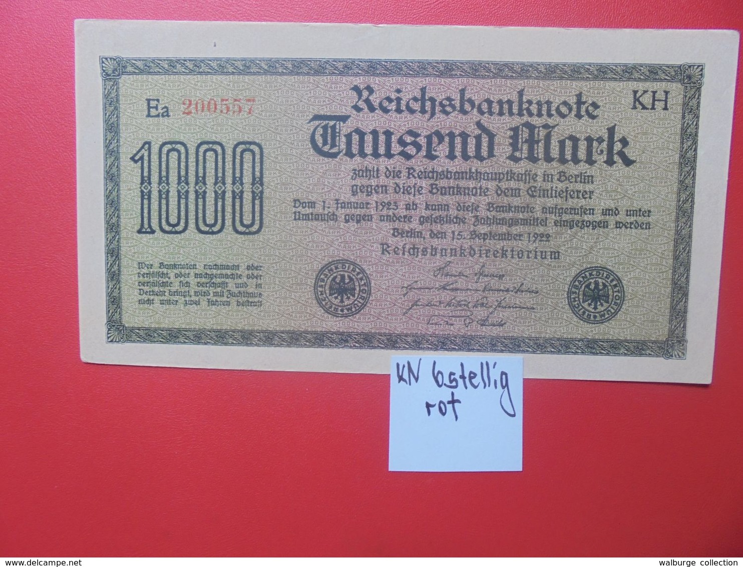 Reichsbanknote 1000 MARK 1922 VARIANTE CIRCULER (B.16) - 1.000 Mark