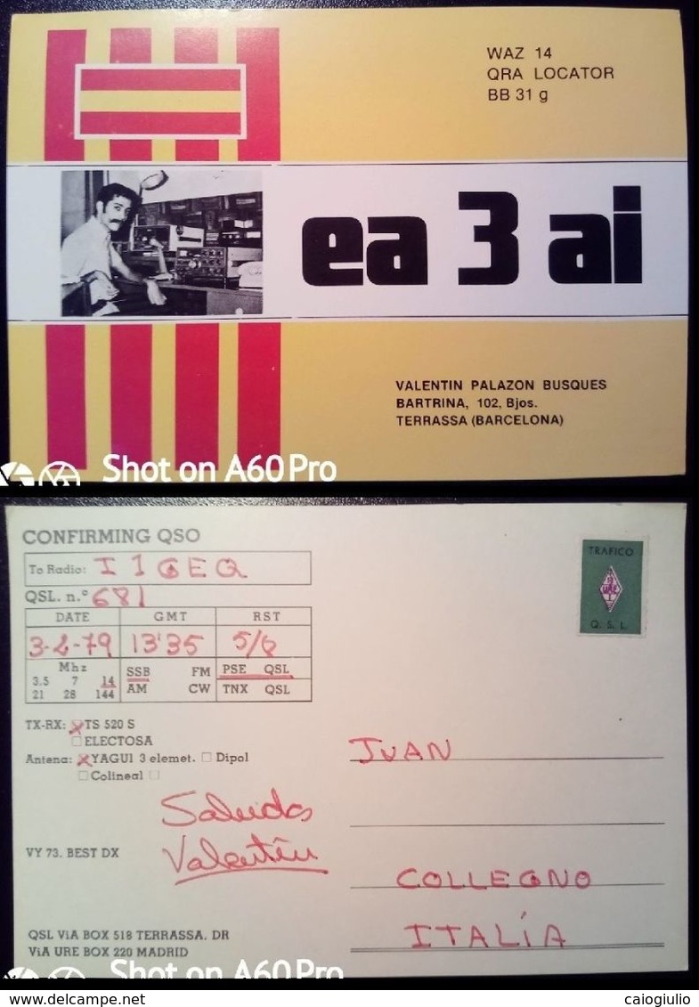 QSL - CARD  TERRASA, BARCELONA, CATALUNYA (ESPAÑA - SPAGNA) - 1979 - Radio Amateur