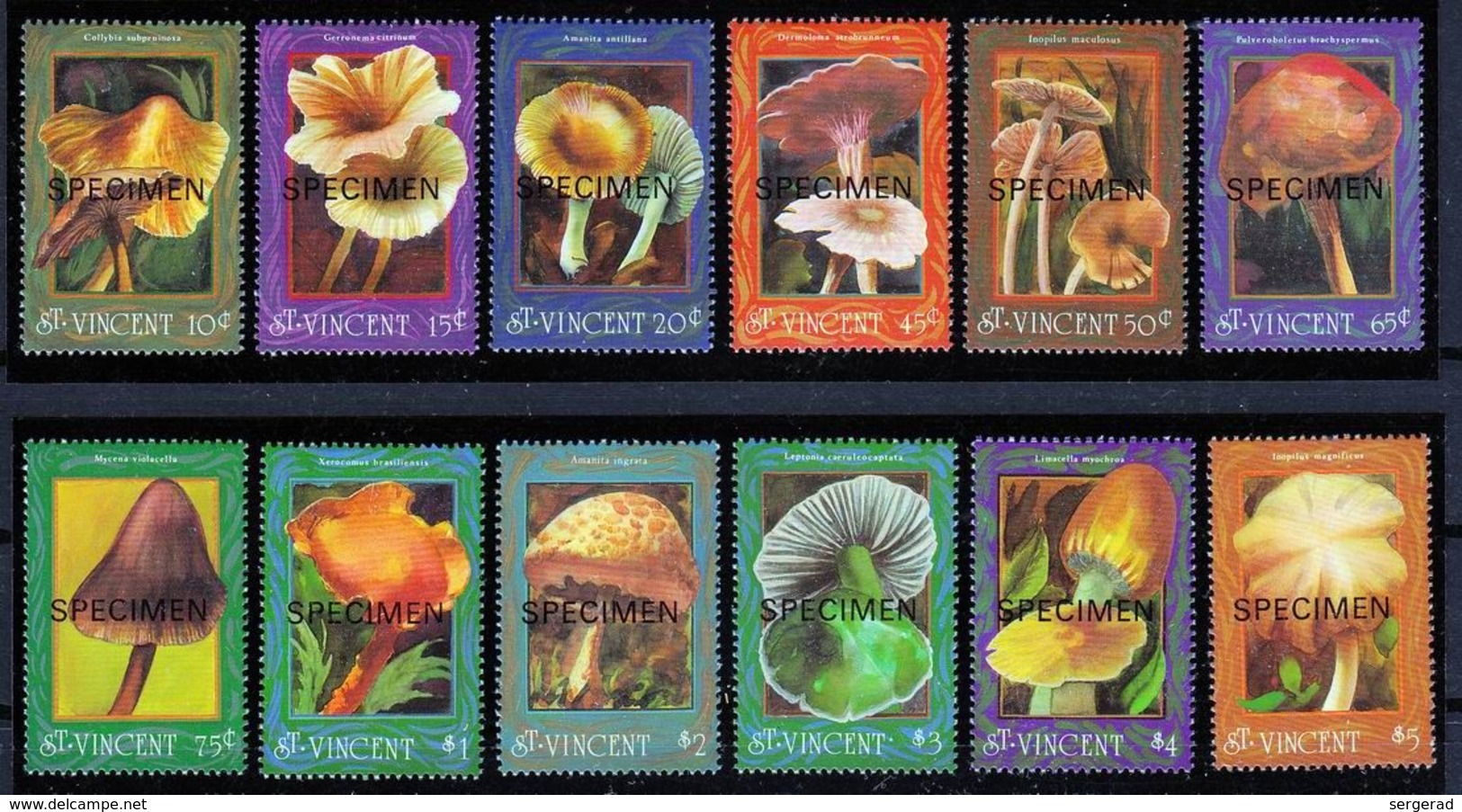 St. Vincent-1992, Mushrooms, Mi.2044-2055+Bl.218-220, SPECIMEN, MNH** - Pilze