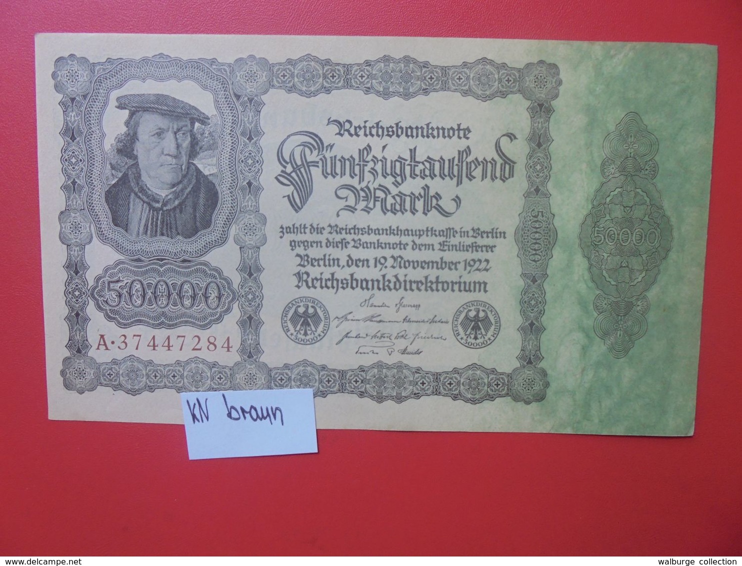 Reichsbanknote 50.000 MARK 1922 VARIANTE N°2 CHIFFRES BRUN 1 SEULE FOIS CIRCULER (B.16) - 50.000 Mark
